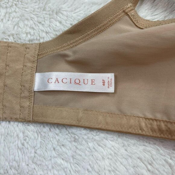 Cacique Lightly Lined Full Coverage Bra 46F Tan Nude Underwire - Picture 2 of 4